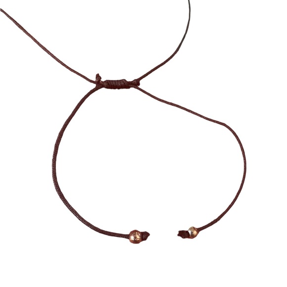 ๐Sale ๐2 for $10 dainty brown cord necklace pink stone wrapped in gold (color) - Picture 5 of 7